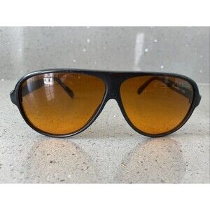 BluBlocker Aviator Sunglasses Amber Lens Black Frame Malenium Orange (Scratches)